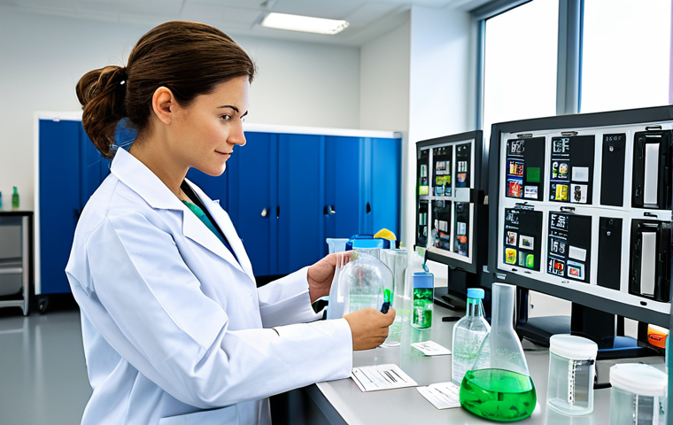**Prompt:** A professional female environmental scientist in a fully clothed, modest lab coat, analyzing recycled plastic samples in a bright, modern laboratory. Background includes recycling symbols and scientific equipment. Perfect anatomy, correct proportions, natural pose, well-formed hands, proper finger count, natural body proportions, safe for work, appropriate content, fully clothed, professional.