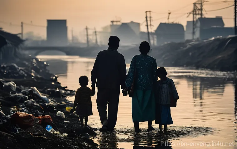 수질 오염 및 처리 - **Image Prompt 1: The Weight of Water Pollution**
    "A poignant scene depicting the severe impact ...